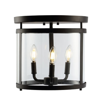 Ciel Simple Farmhouse 12.5" Metal/Glass Rustic Vintage LED Flush Mount - JONATHAN Y