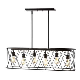 Marion 37.75" Adjustable Iron Farmhouse Rustic LED Dimmable Pendant - JONATHAN Y