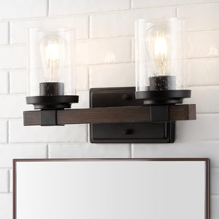 Bungalow Iron/Seeded Glass Rustic Farmhouse LED Vanity Light - JONATHAN Y