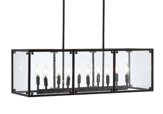 Paysan 35" Linear Adjustable Iron/Seeded Glass Rustic Farmhouse LED Pendant - JONATHAN Y