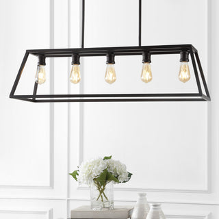 Floyd 38" Adjustable Iron Farmhouse Vintage LED Dimmable Pendant - JONATHAN Y