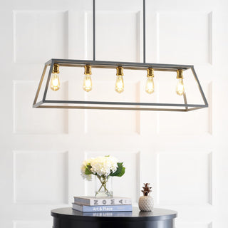 Floyd 38" Adjustable Iron Farmhouse Vintage LED Dimmable Pendant - JONATHAN Y