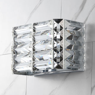 Evelyn Crystal Rectangle Iron/Crystal Glam Modern LED Vanity Light - JONATHAN Y