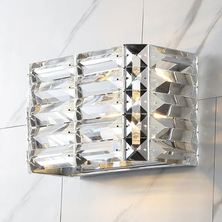 Evelyn Crystal Rectangle Iron/Crystal Glam Modern LED Vanity Light - JONATHAN Y