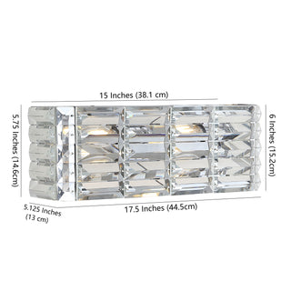 Evelyn Crystal Rectangle Iron/Crystal Glam Modern LED Vanity Light - JONATHAN Y