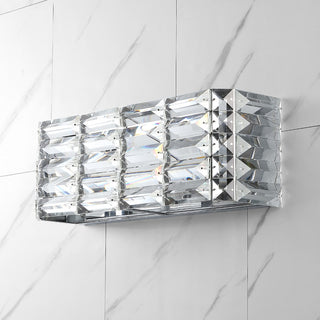 Evelyn Crystal Rectangle Iron/Crystal Glam Modern LED Vanity Light - JONATHAN Y