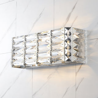 Evelyn Crystal Rectangle Iron/Crystal Glam Modern LED Vanity Light - JONATHAN Y