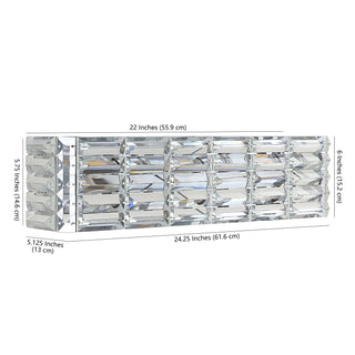 Evelyn Crystal Rectangle Iron/Crystal Glam Modern LED Vanity Light - JONATHAN Y