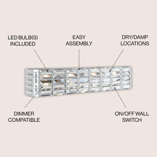 Evelyn Crystal Rectangle Iron/Crystal Glam Modern LED Vanity Light