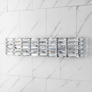 Evelyn Crystal Rectangle Iron/Crystal Glam Modern LED Vanity Light - JONATHAN Y