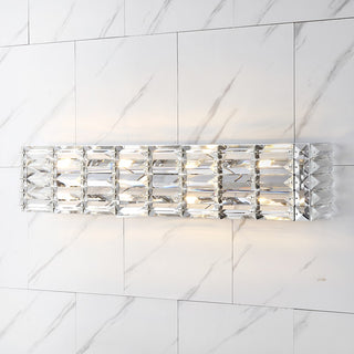 Evelyn Crystal Rectangle Iron/Crystal Glam Modern LED Vanity Light - JONATHAN Y