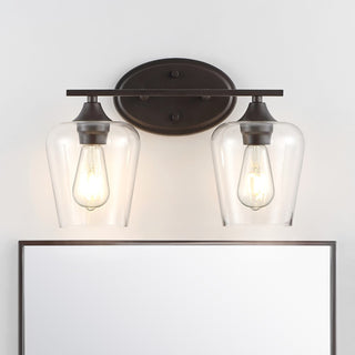 Jayne Iron/Glass Cottage Rustic LED Vanity Light - JONATHAN Y