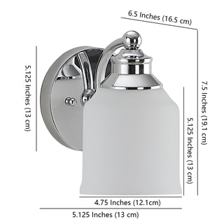 Lydia Iron/Frosted Glass Farmhouse Cottage LED Vanity Light - JONATHAN Y