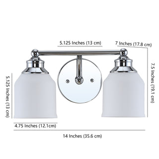 Lydia Iron/Frosted Glass Farmhouse Cottage LED Vanity Light - JONATHAN Y