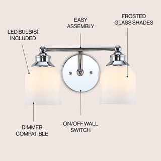 Lydia Iron/Frosted Glass Farmhouse Cottage LED Vanity Light