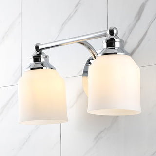 Lydia Iron/Frosted Glass Farmhouse Cottage LED Vanity Light - JONATHAN Y