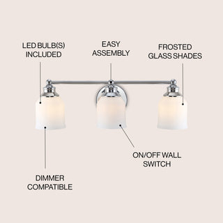 Lydia Iron/Frosted Glass Farmhouse Cottage LED Vanity Light