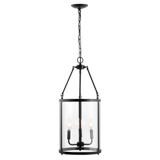 Kinsley 12" Industrial Farmhouse Iron/Glass LED Pendant - JONATHAN Y