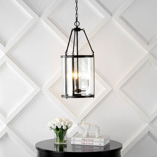 Kinsley 12" Industrial Farmhouse Iron/Glass LED Pendant - JONATHAN Y