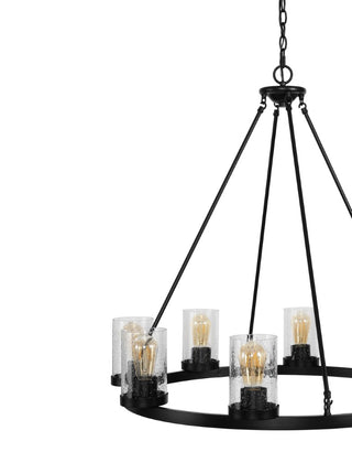 Coronet Iron/Seeded Glass Rustic Farmhouse LED Chandelier - JONATHAN Y