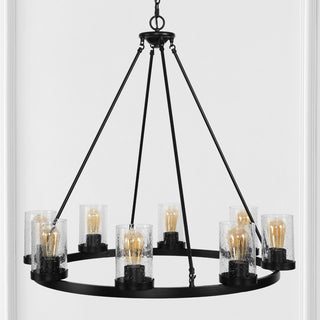 Coronet Iron/Seeded Glass Rustic Farmhouse LED Chandelier - JONATHAN Y