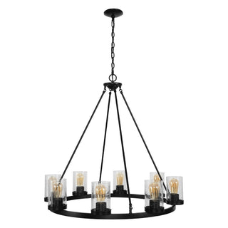 Coronet Iron/Seeded Glass Rustic Farmhouse LED Chandelier - JONATHAN Y
