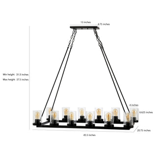 Coronet Iron/Seeded Glass Rustic Farmhouse LED Chandelier - JONATHAN Y