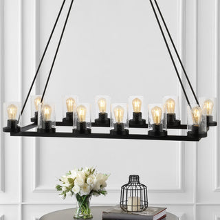 Coronet Iron/Seeded Glass Rustic Farmhouse LED Chandelier - JONATHAN Y