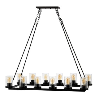 Coronet Iron/Seeded Glass Rustic Farmhouse LED Chandelier - JONATHAN Y