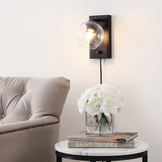 Hugo 6" Minimalist Modern Plug-In or Hardwired Adjustable Iron LED Wall Sconce with Rotary Dimmer - JONATHAN Y