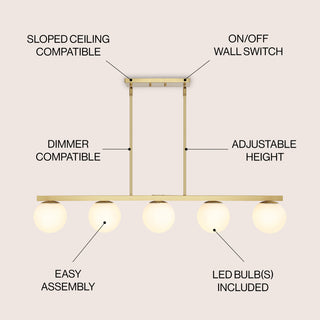 Luca Parisian 45.5" Modern Glam Iron Globe Linear LED Pendant
