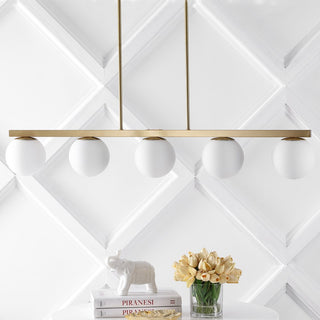 Luca Parisian 45.5" Modern Glam Iron Globe Linear LED Pendant - JONATHAN Y