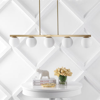 Luca Parisian 45.5" Modern Glam Iron Globe Linear LED Pendant - JONATHAN Y