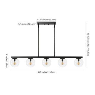 Luca Parisian 45.5" Modern Glam Iron Globe Linear LED Pendant - JONATHAN Y