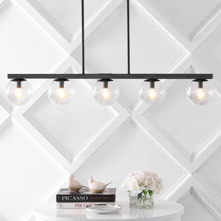 Luca Parisian 45.5" Modern Glam Iron Globe Linear LED Pendant - JONATHAN Y