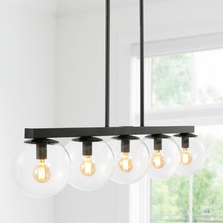 Luca Parisian 45.5" Modern Glam Iron Globe Linear LED Pendant - JONATHAN Y