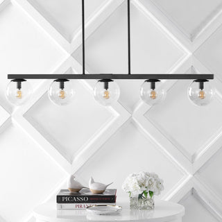 Luca Parisian 45.5" Modern Glam Iron Globe Linear LED Pendant - JONATHAN Y