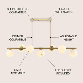 Luca Parisian 45.5" Modern Glam Iron Globe Linear LED Pendant