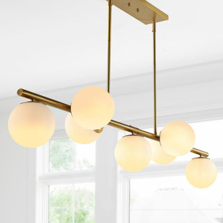 Luca Parisian 45.5" Modern Glam Iron Globe Linear LED Pendant - JONATHAN Y