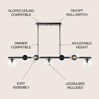 Luca Parisian 45.5" Modern Glam Iron Globe Linear LED Pendant