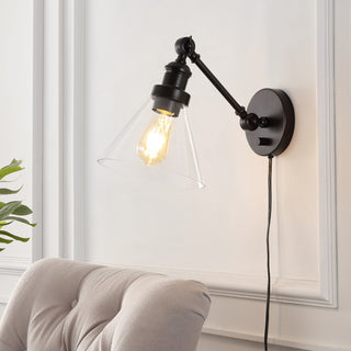 Cowie 8" Iron/Glass Adjustable LED Wall Sconce - JONATHAN Y