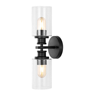 Jules Edison 16.5" Cylinder Iron/Seeded Glass Farmhouse Contemporary LED Wall Sconce - JONATHAN Y