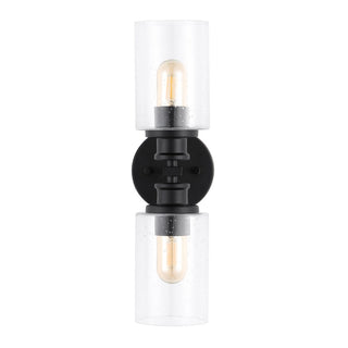 Jules Edison 16.5" Cylinder Iron/Seeded Glass Farmhouse Contemporary LED Wall Sconce - JONATHAN Y