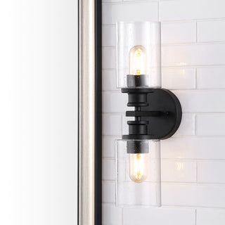 Jules Edison 16.5" Cylinder Iron/Seeded Glass Farmhouse Contemporary LED Wall Sconce - JONATHAN Y