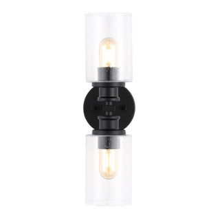 Jules Edison 16.5" Cylinder Iron/Seeded Glass Farmhouse Contemporary LED Wall Sconce - JONATHAN Y