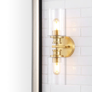 Jules Edison 16.5" Cylinder Iron/Seeded Glass Farmhouse Contemporary LED Wall Sconce