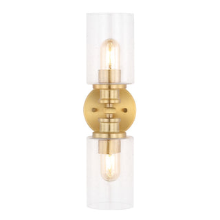 Jules Edison 16.5" Cylinder Iron/Seeded Glass Farmhouse Contemporary LED Wall Sconce