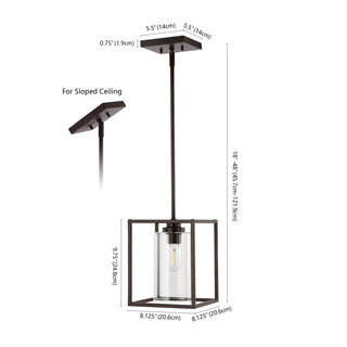 Quinn 8.13" Industrial Farmhouse Iron/Glass LED Pendant - JONATHAN Y