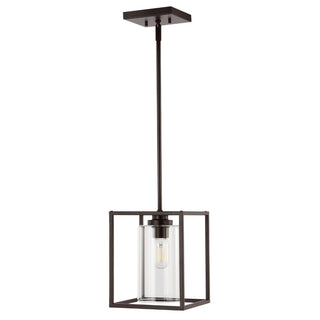 Quinn 8.13" Industrial Farmhouse Iron/Glass LED Pendant - JONATHAN Y