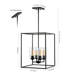 Quinn 8.13" Industrial Farmhouse Iron/Glass LED Pendant - JONATHAN Y